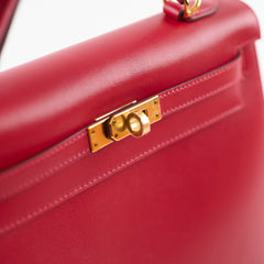 Hermes Kelly 25 Rouge Vif Tadelakt Y stamp