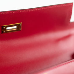 Hermes Kelly 25 Rouge Vif Tadelakt Y stamp