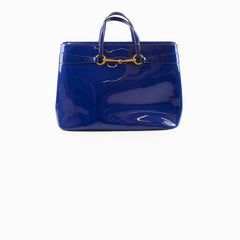 Gucci Bright Pit Tote Blue Patent