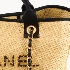 Chanel Deauville Shopping Tote Raffia Beige/Black