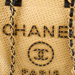 Chanel Deauville Shopping Tote Raffia Beige/Black