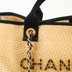Chanel Deauville Shopping Tote Raffia Beige/Black