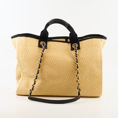 Chanel Deauville Shopping Tote Raffia Beige/Black