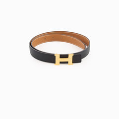 Hermes H Reversible Belt Black Gold Size 75