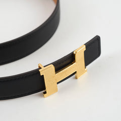 Hermes H Reversible Belt Black Gold Size 75