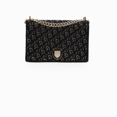 Christian Dior Crystal Embellished Diorama Oblique Black