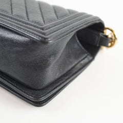 Chanel Old Boy Medium Caviar Chevron Black
