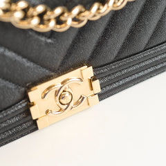 Chanel Old Boy Medium Caviar Chevron Black