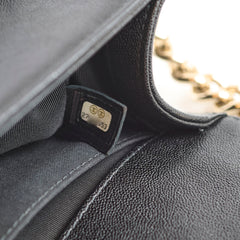 Chanel Old Boy Medium Caviar Chevron Black