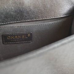 Chanel Old Boy Medium Caviar Chevron Black