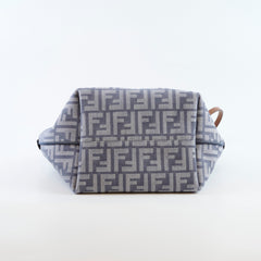 Fendi Small Roll Reversible FF Jacquard Tote Denim Light Blue