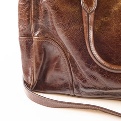Prada Vitello Shine Bauletto Crossbody Brown