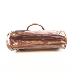 Prada Vitello Shine Bauletto Crossbody Brown
