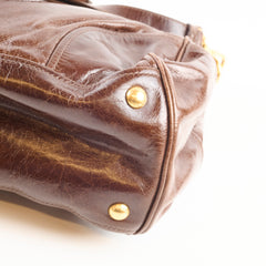 Prada Vitello Shine Bauletto Crossbody Brown