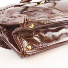 Prada Vitello Shine Bauletto Crossbody Brown