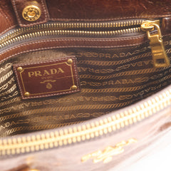 Prada Vitello Shine Bauletto Crossbody Brown