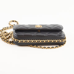 Chanel Flap Phone Holder with Chain Black