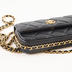 Chanel Flap Phone Holder with Chain Black