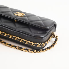 Chanel Flap Phone Holder with Chain Black