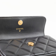 Chanel Flap Phone Holder with Chain Black