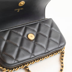 Chanel Flap Phone Holder with Chain Black