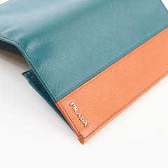 Prada Long Wallet Orange Green