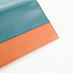 Prada Long Wallet Orange Green