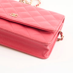 Chanel Caviar Wallet On Chain Red