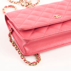Chanel Caviar Wallet On Chain Red