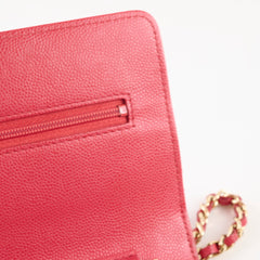 Chanel Caviar Wallet On Chain Red