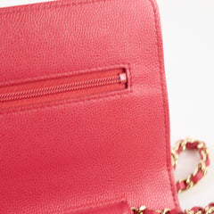 Chanel Caviar Wallet On Chain Red