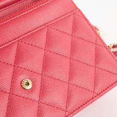 Chanel Caviar Wallet On Chain Red