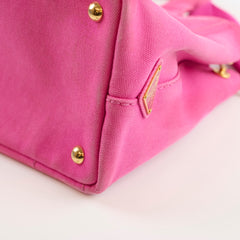 Prada Small Prada Canapa Canvas Tote Pink