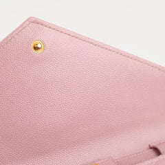 Saint Laurent Cassandra Matelasse Envelope Wallet On Chain WOC Pink