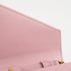 Saint Laurent Cassandra Matelasse Envelope Wallet On Chain WOC Pink