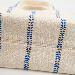 Celine Small Cabas Thais Striped Textile Tote White