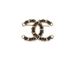 Chanel CC Leather Light Gold Brooch