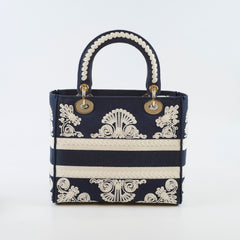 Christian Dior Lady Dior DLite Medium Navy Embroidery