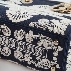 Christian Dior Lady Dior DLite Medium Navy Embroidery