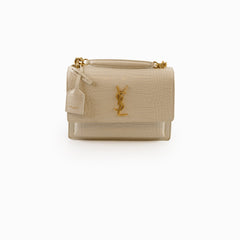 Deal Of The Week - Saint Laurent Medium Sunset Crocodile Embossed Ivory