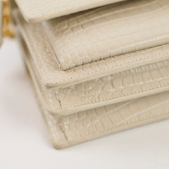Deal Of The Week - Saint Laurent Medium Sunset Crocodile Embossed Ivory