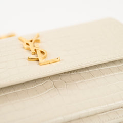 Deal Of The Week - Saint Laurent Medium Sunset Crocodile Embossed Ivory