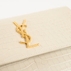 Deal Of The Week - Saint Laurent Medium Sunset Crocodile Embossed Ivory