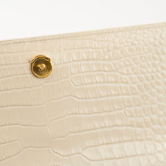 Deal Of The Week - Saint Laurent Medium Sunset Crocodile Embossed Ivory