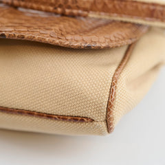 Chanel Vintage Python and Beige Canvas CC Flap Bag 8 series