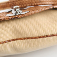 Chanel Vintage Python and Beige Canvas CC Flap Bag 8 series