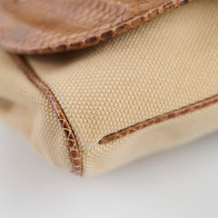 Chanel Vintage Python and Beige Canvas CC Flap Bag 8 series