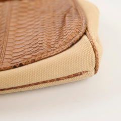 Chanel Vintage Python and Beige Canvas CC Flap Bag 8 series