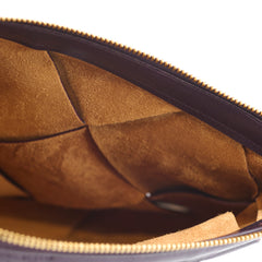 Bottega Veneta Maxi Intrecciato Zip Pouch Dark Purple