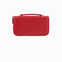 Bottega Veneta Intrecciato Piccolo Top handle Long Wallet Red